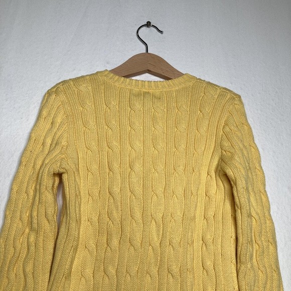 Ralph Lauren Size 7 Yellow Girls Cable Knit Sweater EUC Quarter Button Ruffle S - Picture 3 of 9